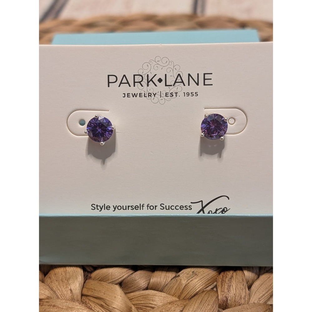 Park Lane Purple Stud Impression Earrings Silver Tone NIB